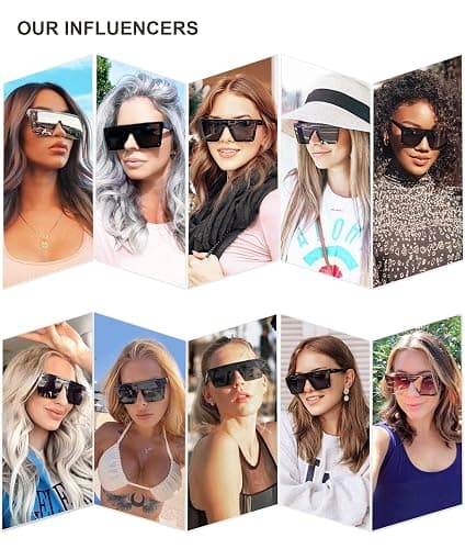 SOJOS Square Big Sunglasses Women Thick Frame Flat Top Mirrored Sunnies Shades Goggle Siamese Lens SJ2117 thumbnail 2
