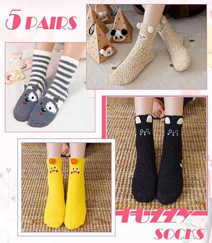 DYW Fuzzy Socks for Women Soft Cozy Fluffy Winter Warm Slipper Socks Home Sleeping Animal Socks thumbnail 2