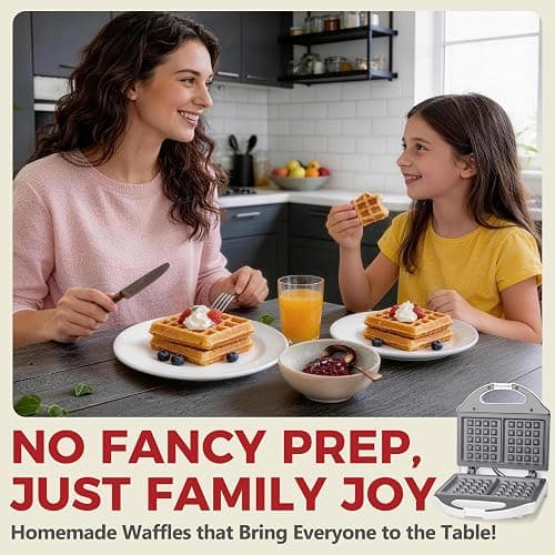 AshGlen Ceramic Mini Waffle Maker 2 Slices, Belgian Waffle Maker, Waflera Electrica, Double Small Waffle Maker, Making 2 × 4" Waffles with PFAS-Free Ceramic Coated Non-Stick Cooking Plates, White thumbnail 5