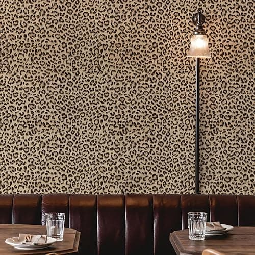 JiffDiff Leopard Print Peel and Stick Wallpaper, Waterproof Removable Self Adhesive Textured Wall Paper, Yellow Unique Funky Cheetah Contact Paper for Bedroom and Bathroom 240"X17.3"(28.8 sq. ft) thumbnail 9
