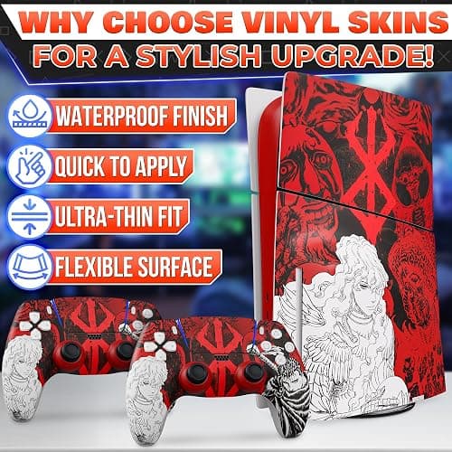 PS5 Slim Skin Anime with PS5 Controller Skin Anime Style Set - Dark/Red Warrior HD Print with Matte Finish, Cool Design & Precise Fit - Scratch-Resistant PlayStation 5 Skins for Console & Controllers thumbnail 3