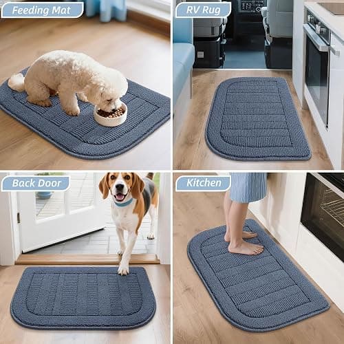 BEQHAUSE 30x18 Inch Kitchen Rug Mat Durable Kitchen Rugs Non-Slip Washable Absorbent Kitchen Mats for Floor Dirt-Resistant Semicircular Kitchen Mat (Blue) thumbnail 8