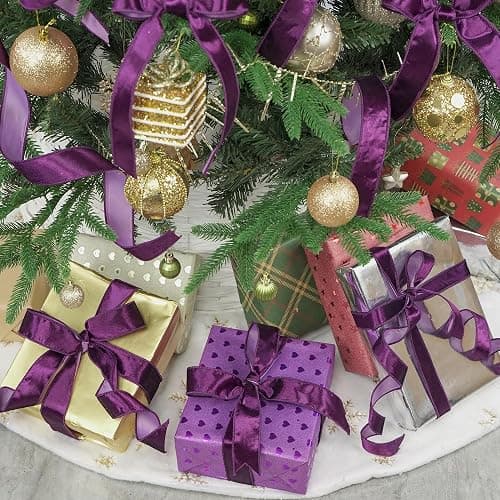 MEEDEE Purple Velvet Ribbon - 1.5 Inch, 25 Yards Crushed Velvet Spool - Halloween Wired Ribbon for Wreaths, Bows & Tree Garlands thumbnail 6