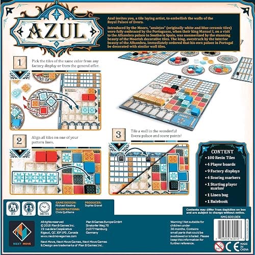 Azul Asmodee Azul Board Game - Award-Winning Tile-Placement Strategy Game, Beautiful Mosaic Art, Family Fun for Kids & Adults, Ages 8+, 2-4 Players, 30-45 Minute Playtime thumbnail 3