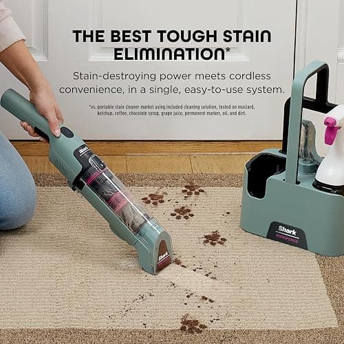 Shark StainForce Cordless Portable Spot, Stain, & Odor Remover System for Carpets, Area Rugs, Upholstery, Stairs, with Storage Caddy, Accessories, and Full-Size Cleaning Solution, HX101 (NEW) thumbnail 2
