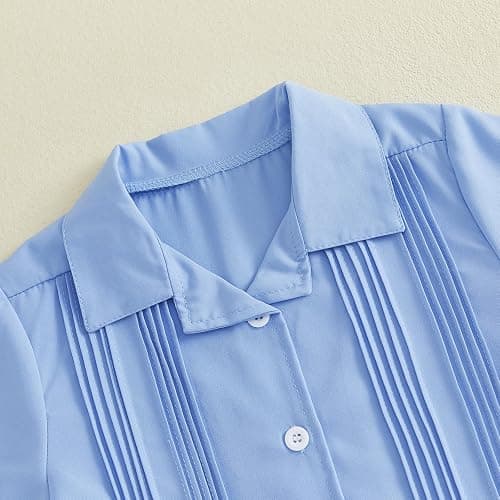 Xnqiwq Kids Toddler Guayaberas Summer Outfits Boys Guayabera Shirts Cuban Short Sleeve Button Down Shirt and Shorts Set 2Pcs thumbnail 4