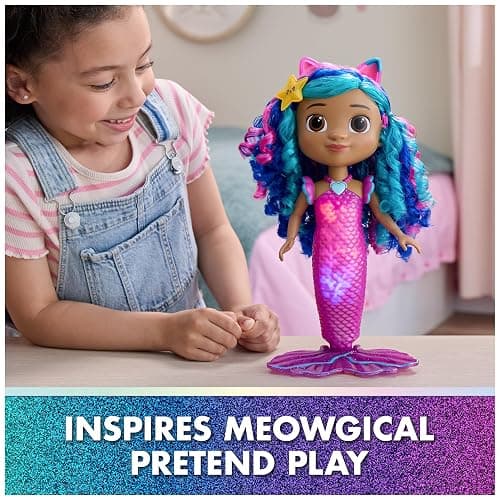 Gabby's Dollhouse The Movie, Sing & Shine Mermaid Gabby Doll Toy | 13-Inch Doll, Lights & Sounds, Waterproof Design, Interactive Roleplay, Kids Toys for Girls & Boys Ages 3 and Up thumbnail 5