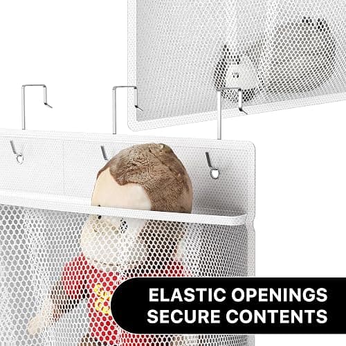 Simple Houseware Over the Door Stuffed Animal Storage Organizer, Hanging Toy Holder with 6 Mesh Pockets for Kids Room, White thumbnail 3