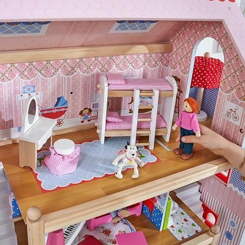 KidKraft Chelsea Doll Cottage Wooden Dollhouse with 16 Accessories, Working Shutters, for 5-Inch Dolls thumbnail 6