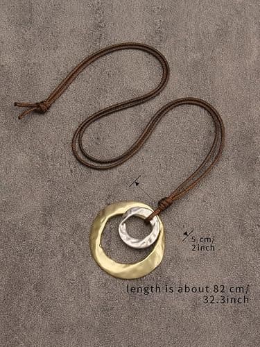 joymiao Boho Necklaces for Women Cord Necklace with Pendant Long Silver Necklace Vintage Sweater Necklace Hippie Jewelry for Women Girls Gifts thumbnail 6
