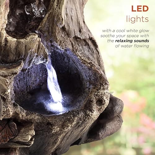 Alpine Corporation WIN326 Indoor Tabletop Light-Up Tiered Rainforest Tree Trunk Water Fountain with LED Lights, 11", Brown thumbnail 6