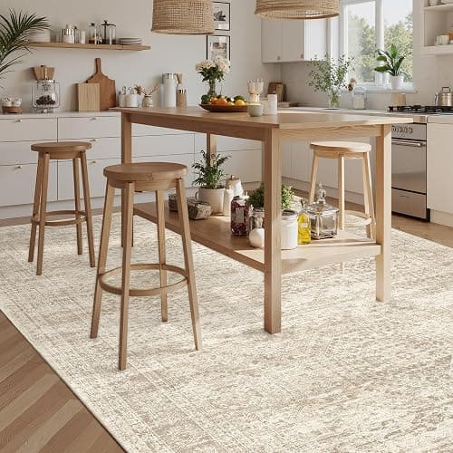 Soalmost Washable Area Rug 8x10, Large Soft Rugs for Living Room Vintage Beige Carpet 8x10 Area Rugs for Bedroom Dining Room Non-Slip Stain Resistant Under Table Rug thumbnail 7