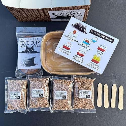 Cat Grass Grow Kit — 4-Batch Indoor Growing Set with Containers, Soil Disks & Seeds | Supports Digestion & Hairball Control | Ready to Grow, No Mess thumbnail 3
