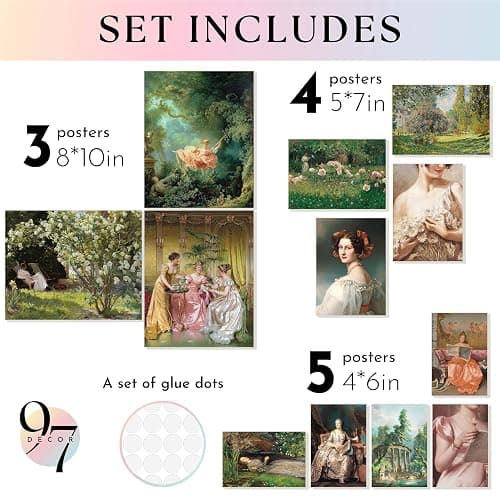 97 Decor Vintage Victorian Decor for Home - Coquette Vintage Art Prints, Light Victorian Wall Art, Classic Maximalist Wall Decorations, Vintages Old Paintings Woman Portrait Pictures for Bedroom (Unframed) thumbnail 2