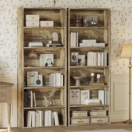 IRONCK Bookshelves and Bookcases Set of 2 Floor Standing 6 Tiers Display Storage Shelves 70 in Tall Bookcase Home Decor Furniture for Home Office, Living Room, Bed Room thumbnail 2