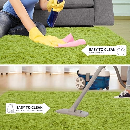 Tepook Super Soft Fluffy Rug for Bedroom, Modern Shaggy Fuzzy Kids Rugs for Living Room, Plush Indoor Nursery Home Decor Dorm Carpet with Non-Slip Bottom, Grass Green, 4 X 6 Feet thumbnail 7