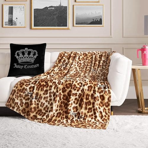 Juicy Couture - Throw Blanket | Regent Leopard | Plush and Cozy | Decorative Blankets for Sofas, Chairs and Beds| Luxurious and Soft | Chic Home Decor | Measures 50" x 70" | Brown - Image 1