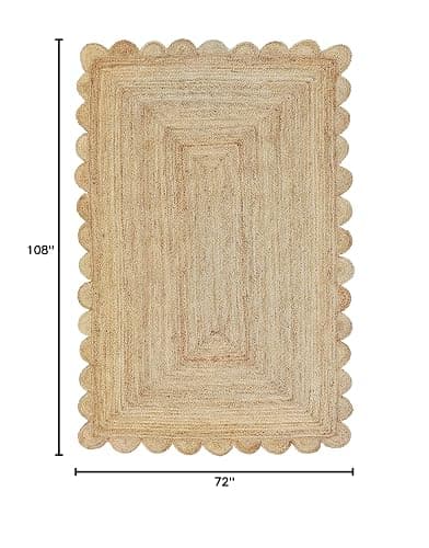 Gautam International Scalloped Natural Jute Area Rug, Natural Color (6'X9') - Natural - 6'x9' thumbnail 3