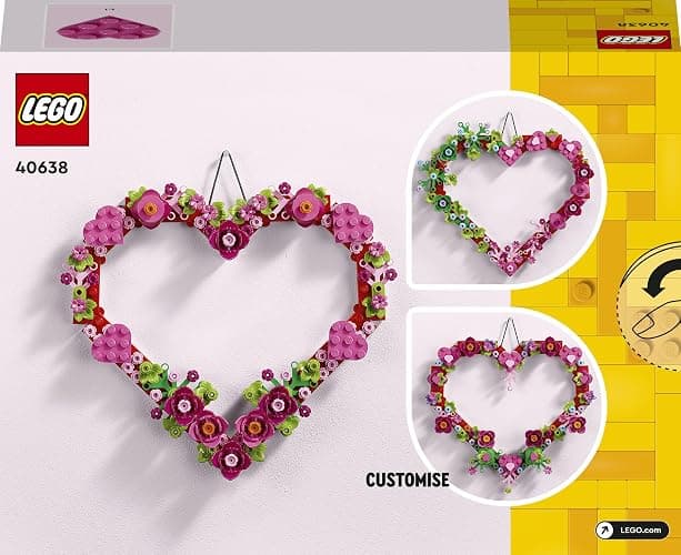 LEGO Cuore Ornamento Giocattolo - Kit di Arti e Mestieri - Modello Artistico da Esposizione con Fiori, Foglie e Cuoricini - Regalo di Compleanno per Bambine e Bambini da 9 Anni in su - 40638 thumbnail 7