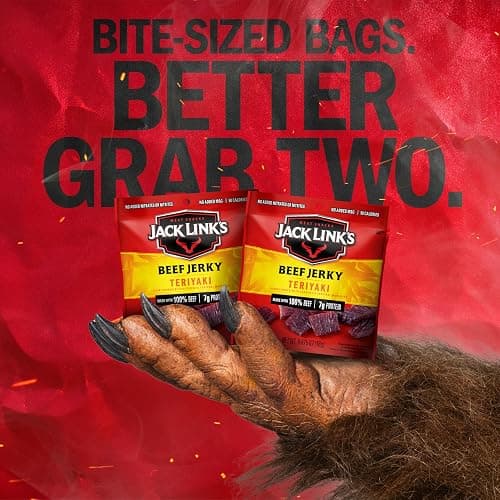 Jack Link's Beef Jerky, Teriyaki, Multipack Bags - Flavorful Meat Snacks for Lunches, Ready to Eat Protein Snacks, Individual Packs - 7g of Protein, Made with 100% Beef - 0.625 oz (Pack of 5) thumbnail 6