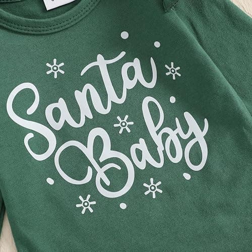 FYBITBO Newborn Baby Girl Christmas Outfits Cute Letter Romper Ruffle Plaid Skirt Dress Infant Christmas Outfit Clothes Set thumbnail 5