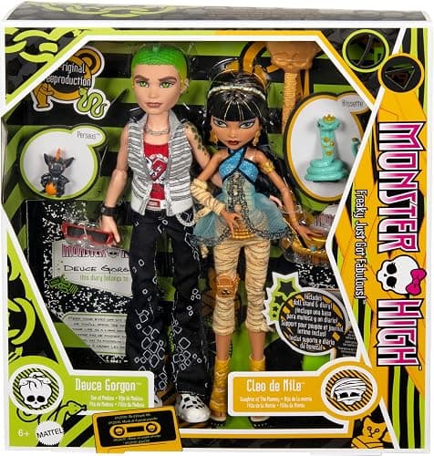 Monster High Booriginal Creeproduction Dolls 2-Pack, Cleo De Nile & Deuce Gorgon Collectible Reproductions with Doll Stands, Diaries & Pets thumbnail 6