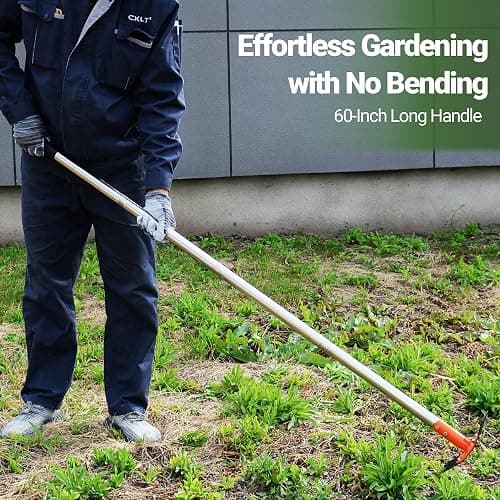 CKLT 2-in-1 Garden Hoe and Weed Puller Rake 60 Inch Spring Steel Head | Adjustable Long Handle Weeding Tool Heavy Duty Sand Texture Finish, Weed Remover for Garden, Yard, Lawn, Driveway thumbnail 5