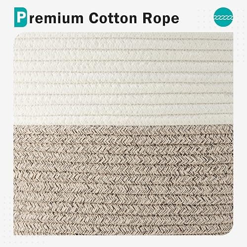 Cotton Rope Laundry Hamper by YOUDENOVA, 58L - Woven Collapsible Laundry Basket - Clothes Storage Basket for Blankets, Laundry Room Organizing, Bedroom Storage, Clothes Hamper – Brown thumbnail 5