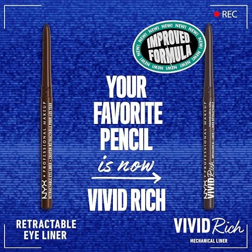 NYX PROFESSIONAL MAKEUP Vivid Rich Mechanical Eye Pencil, Vivid Rich Mechanical, Creamy Retractable Eyeliner - Smokin Topaz, Brown Eyeliner thumbnail 2