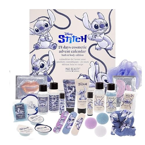 MAD Beauty Disney Stitch Advent Calendar with 24 Make-Up & Cosmetic Products | Wellness Advent Calendar for Women with Face Mask, Body Lotion, Hair Scrunchie, Christmas Calendar Beauty | Lilo & Stitch Countdown - Image 1