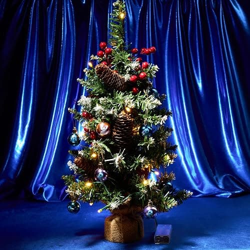 Disney Stitch Mini Christmas Tree, 1.7ft Tabletop Artificial Small Christmas Tree with LED Lights, Xmas Decorations for Home, Office Gifts (Multi Stitch) thumbnail 2