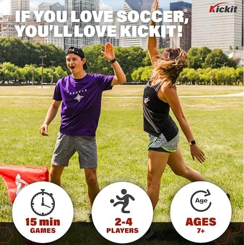 Kickit Soccer Tennis Game Set, Portable 6.5' Wide x 2' High Net & Soft Lightweight Ball, Play Outdoors, Indoors, Backyard, Beach, Complete Skills Training & Travel Friendly, Original thumbnail 2