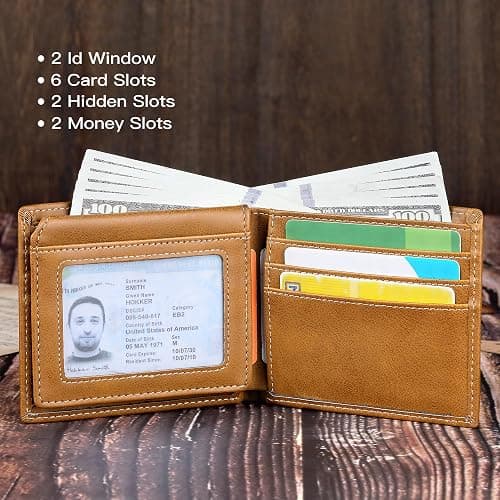 IUZOE Personalized Leather Wallet for Men, Custom Wallet Engraved Name Initial Monogram Text HandWriting thumbnail 4