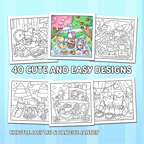 Comfy & Cozy: Coloring Book for Adults and Teens with Cozy Scenes and Cute Animal Characters for Relaxation thumbnail 2