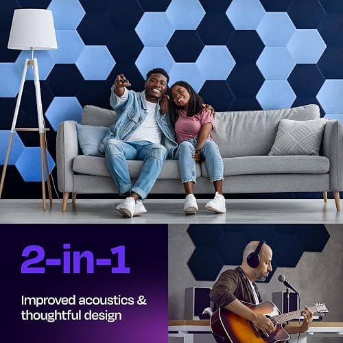 Ekkogo Acoustic Panels 12-Pack [Denim Blue Hexagon] thumbnail 3