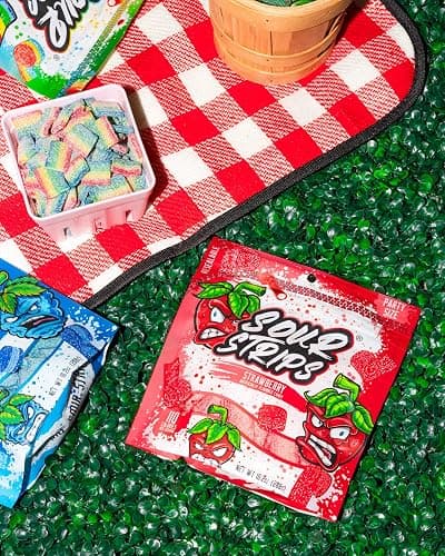 Sour Strips Sour Candy Belts, Blue Raspberry Resealable Candy Bags, 10.2 Ounce (Pack of 2) thumbnail 3