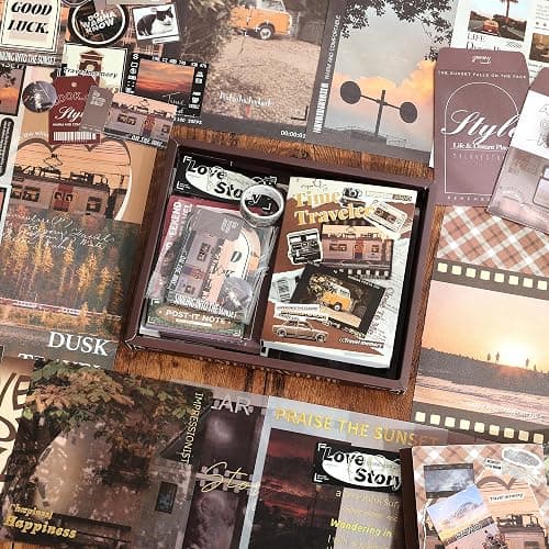 Scrapbooking Supplies Kit, Aesthetic Daily Life Travel Scrapbook Kit for Bullet Junk Journal, Stationery, A6 Grid Notebook, Flower DIY Journaling Supplies, Birthday Craft Gift Teen Girl Kid Women thumbnail 6