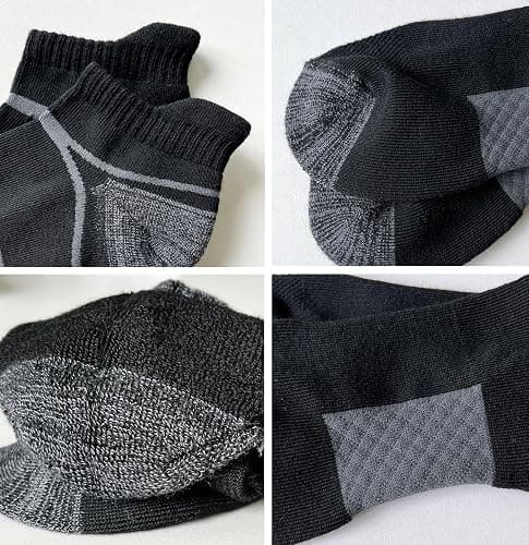 suaskk Men's Athletic Cushioned Ankle Socks, Comfort Wicking Anti-Blister Running Sock 5 Pairs thumbnail 6