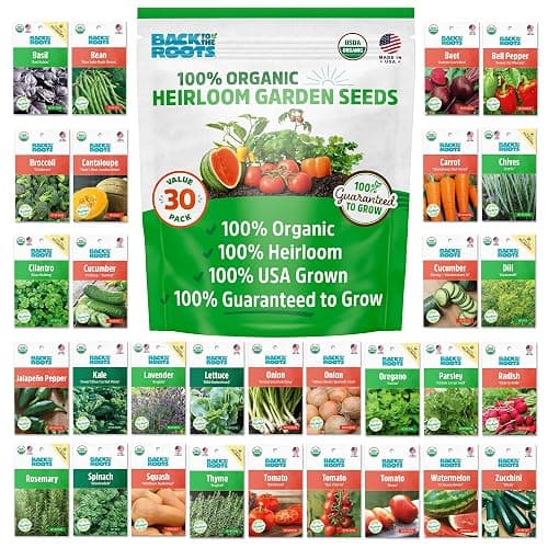 Back to the Roots Heirloom Organic, Non-GMO & USA Grown Seeds, 30ct Herb, Fruit, and Veggies, Assortment May Vary, Guaranteed to Grow - Image 1