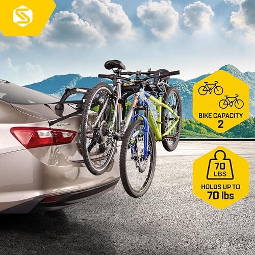Saris Bones EX 2-Bike Trunk Rack Bicycle Carrier, Durable, Rust-Free, Anti-Sway Straps, Made in USA, Arc-Based Design, 100% Recyclable Materials thumbnail 7