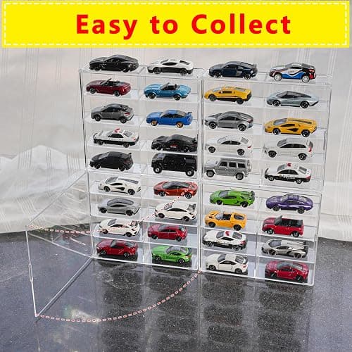 KASTUN Display Case for 32 Hot Wheels,Matchbox Cars,Display Case Wall Mount,Transparent Storage Case for 1/64 Diecast Cars,Wall Hanging,Stackable,Clear,Dustproof thumbnail 5