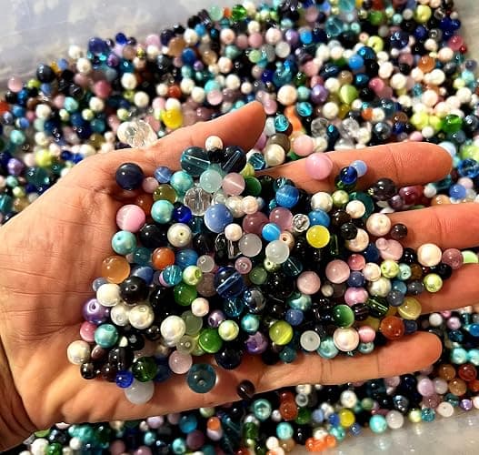Cat's Eye Beads, Pearl, Crystal, Glass, Acrylic, 3/4 Pounds Loose Assorted Mixed DIY Jewelry Kit, Crafting Projects thumbnail 2