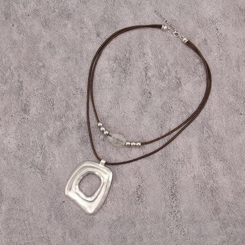 joymiao Boho Necklaces for Women Chunky Circle Necklace Layered Boho Circle Leather Choker Necklace Long Vintage Necklaces Bohemian Jewlery Gifts thumbnail 4