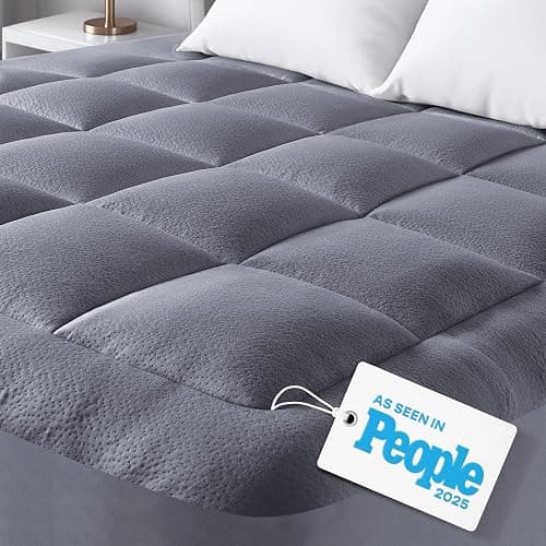 Ultra Soft Twin Size Mattress Topper - Viscose Made from Bamboo Pillow Top Mattress Pad for Back Pain Relief - Naturally Cooling for Hot Sleepers, Gray - Image 1