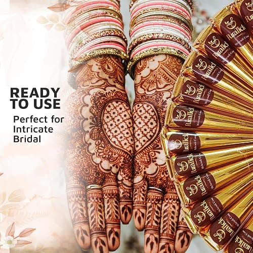 PuraTick 4 Pcs Henna Mehndi Cones Dark Brown Mehndi | All Natural Body Art Organic Herbal Temporary Tattoo | Ready to Use Henna | Pack of 4 thumbnail 7