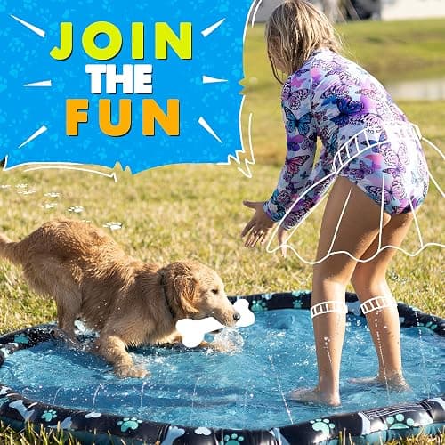 SplashEZ Non Slip Splash Pad for Kids & Dogs, 69’’ Extra Large Splash Pad Sprinkler for Kids, Dog Water Summer Toys - Great Outdoor Toys for Toddlers 1-3 & Children Ages 4-8, Baby Pool for Backyard thumbnail 9