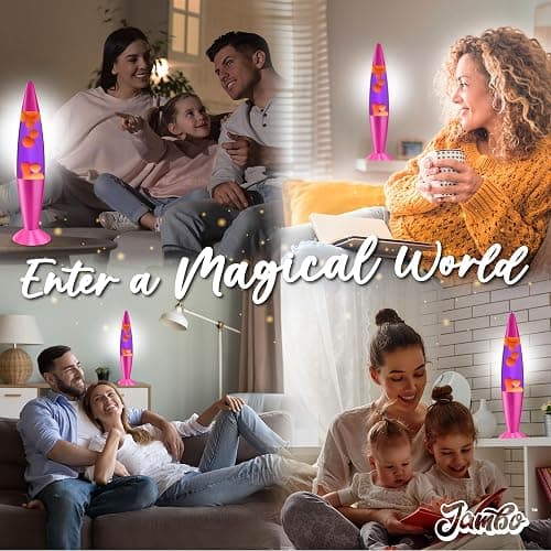JAMBO 16" Beautiful Lamp- Purple with Yellow/Orange Wax, Relaxing Liquid Light, Night Light Nightlight, Home Decor Living Room Office Bedroom Lamp for Adults Teens Kids, Magma Motion thumbnail 5