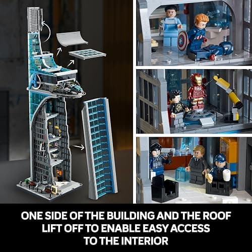 LEGO Marvel Avengers Tower Building Kit, Detailed Recreation of The Iconic HQ Featuring Classic Movie Scenes, 31 Figures and Authentic Accessories, Gift for Marvel Fans and Model-Makers, 76269 thumbnail 5