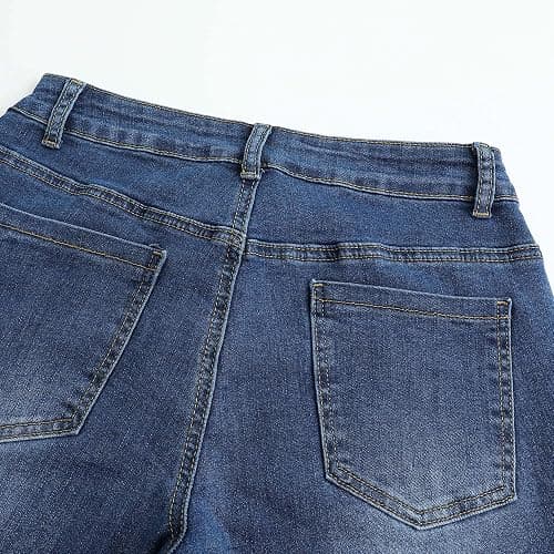 THUNDER STAR Womens Stretchy Mid Rise Flare Jeans Distressed Denim Bell Bottom Pants thumbnail 5