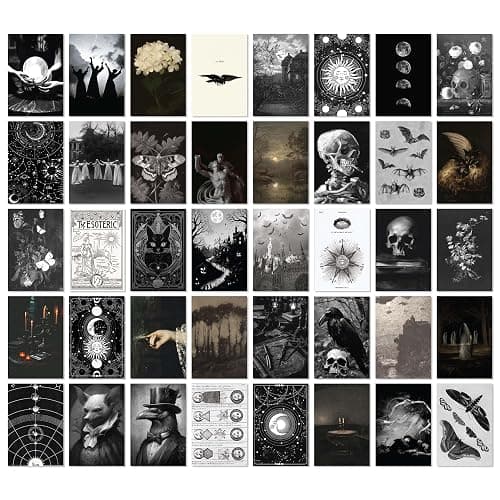 97 Decor Witchy Decor Aesthetic - 40 Pcs Gothic Posters Moody Spooky Home Decors, Gothic Halloween Decorations, Scary Creepy Wall Art Prints, Dark Witchy Wall Collage (4"x6") - Image 1